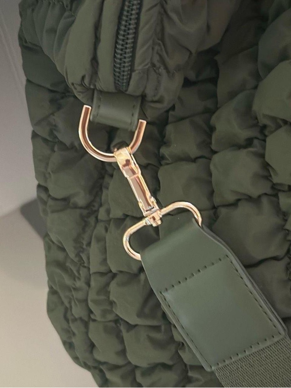 A New Day - Olive Quilted Travel Tote Bag - Picture 2 of 5